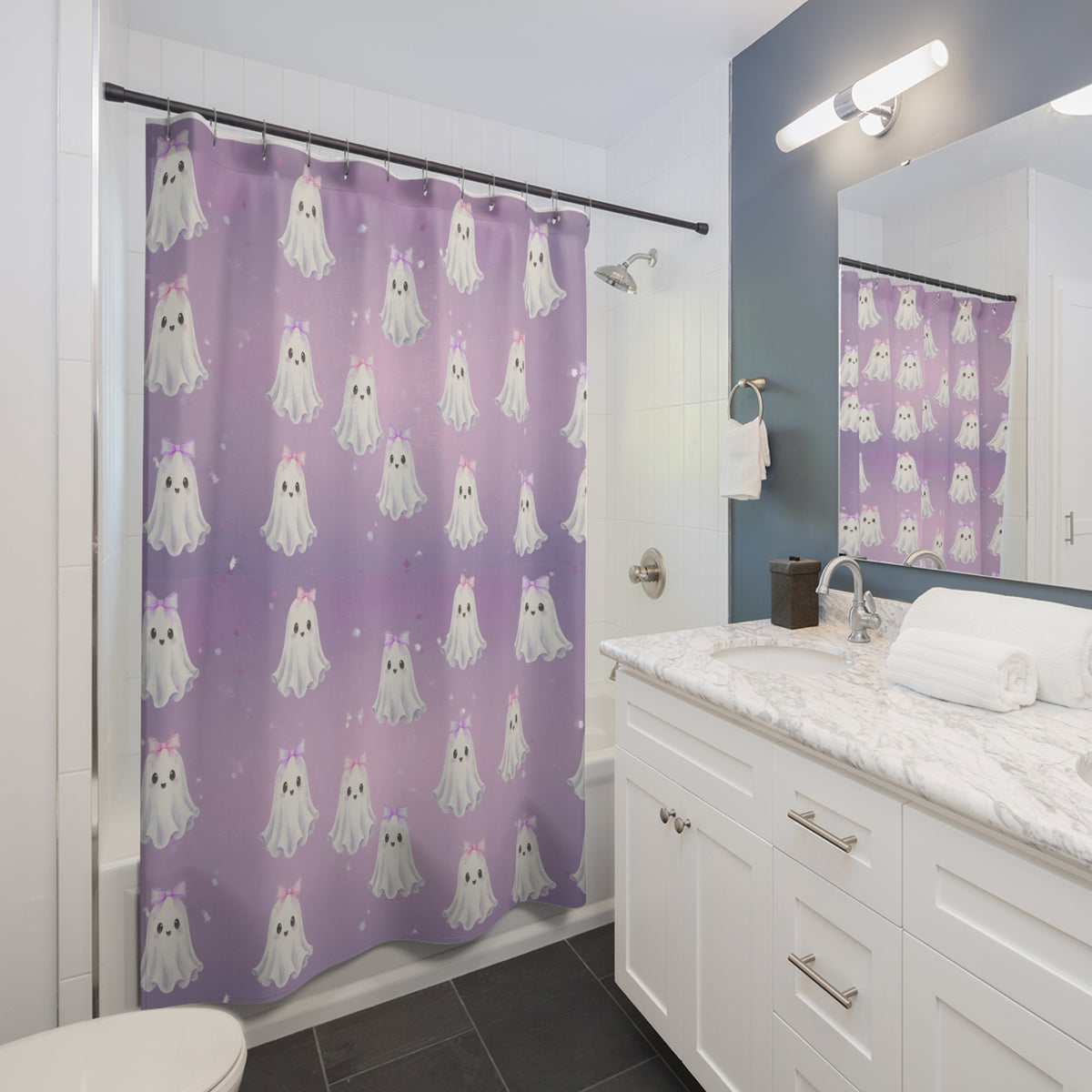 Ghostie girl shower curtain