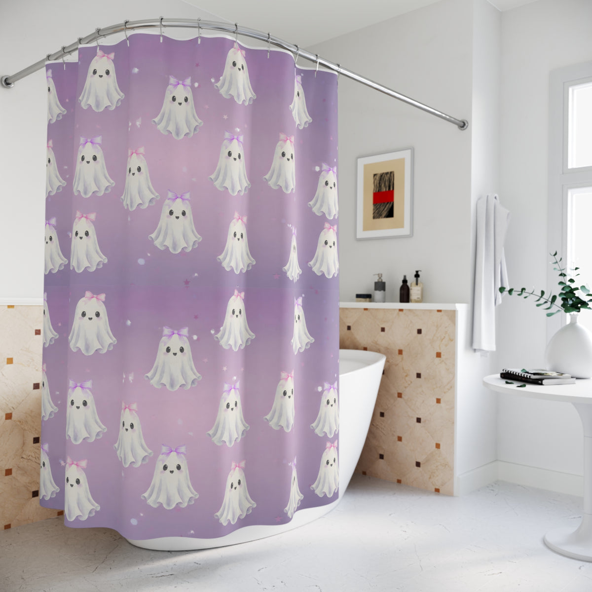 Ghostie girl shower curtain